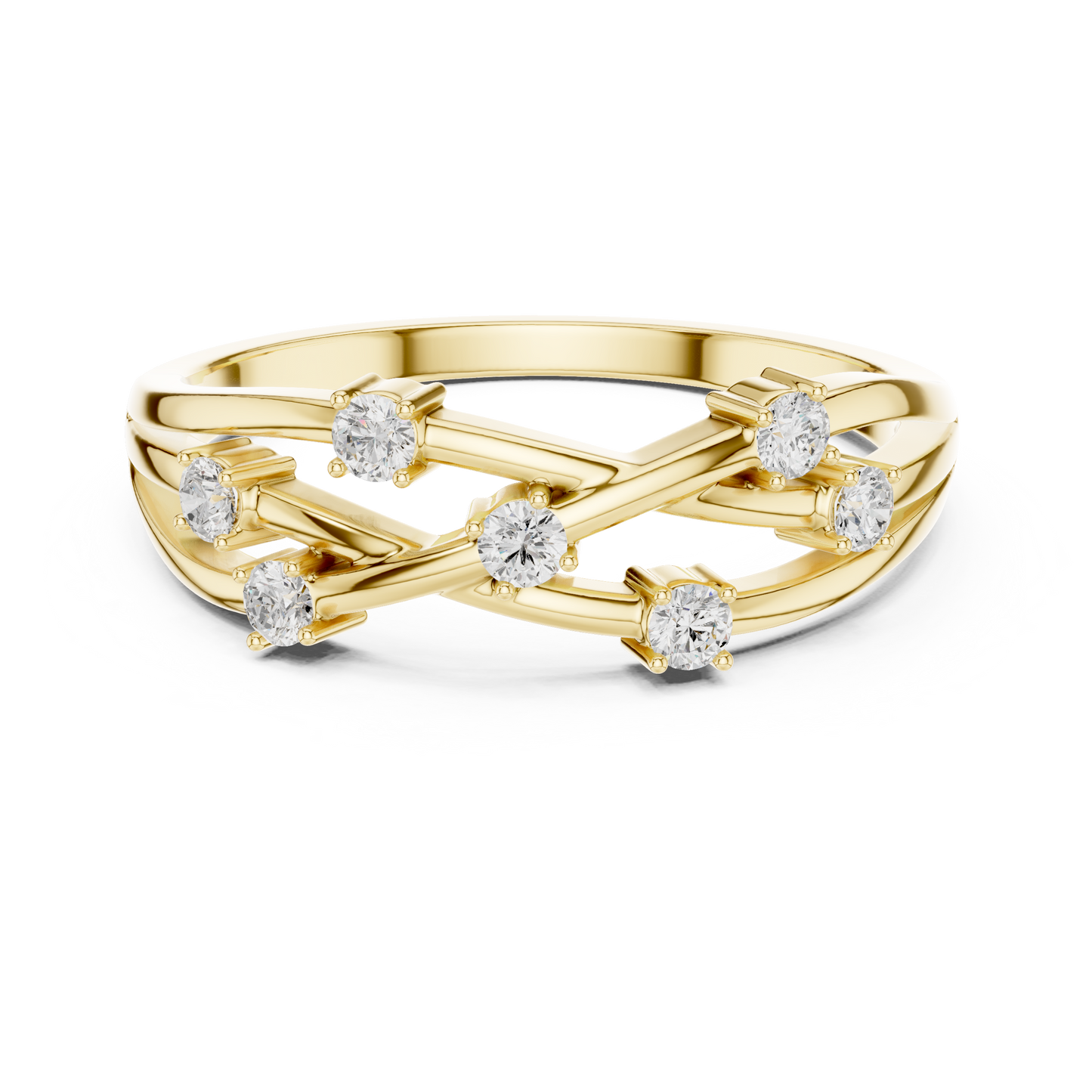 Criss-Cross Diamond Accent Ring | Crossover Diamond Ring