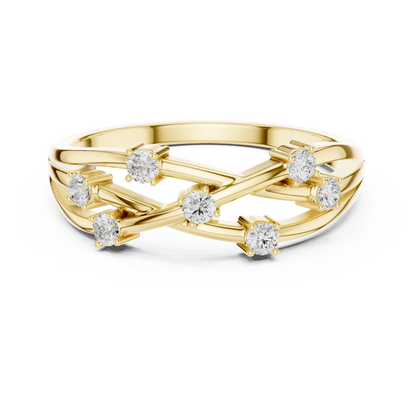 Criss-Cross Diamond Accent Ring | Crossover Diamond Ring