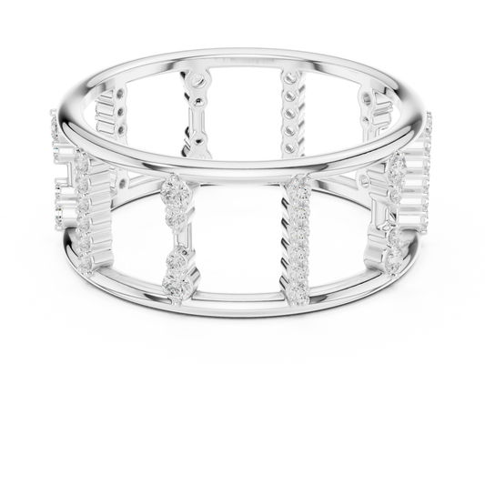 Elegant silver diamond ring crafted in 935 premium anti-tarnish silver with high-polish finish