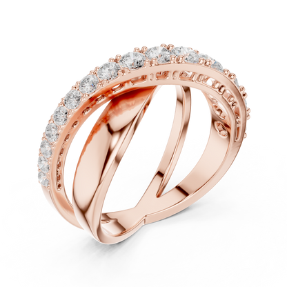 Diamond Crossover Ring | Elegant Intertwining Design