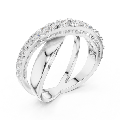 Diamond Crossover Ring | Elegant Intertwining Design