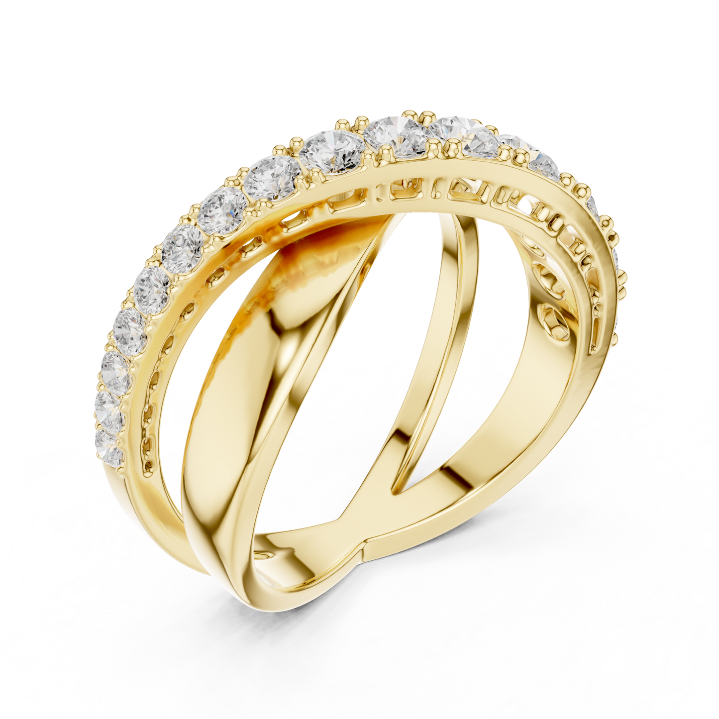 Diamond Crossover Ring | Elegant Intertwining Design