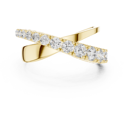 Diamond Crossover Ring | Elegant Intertwining Design