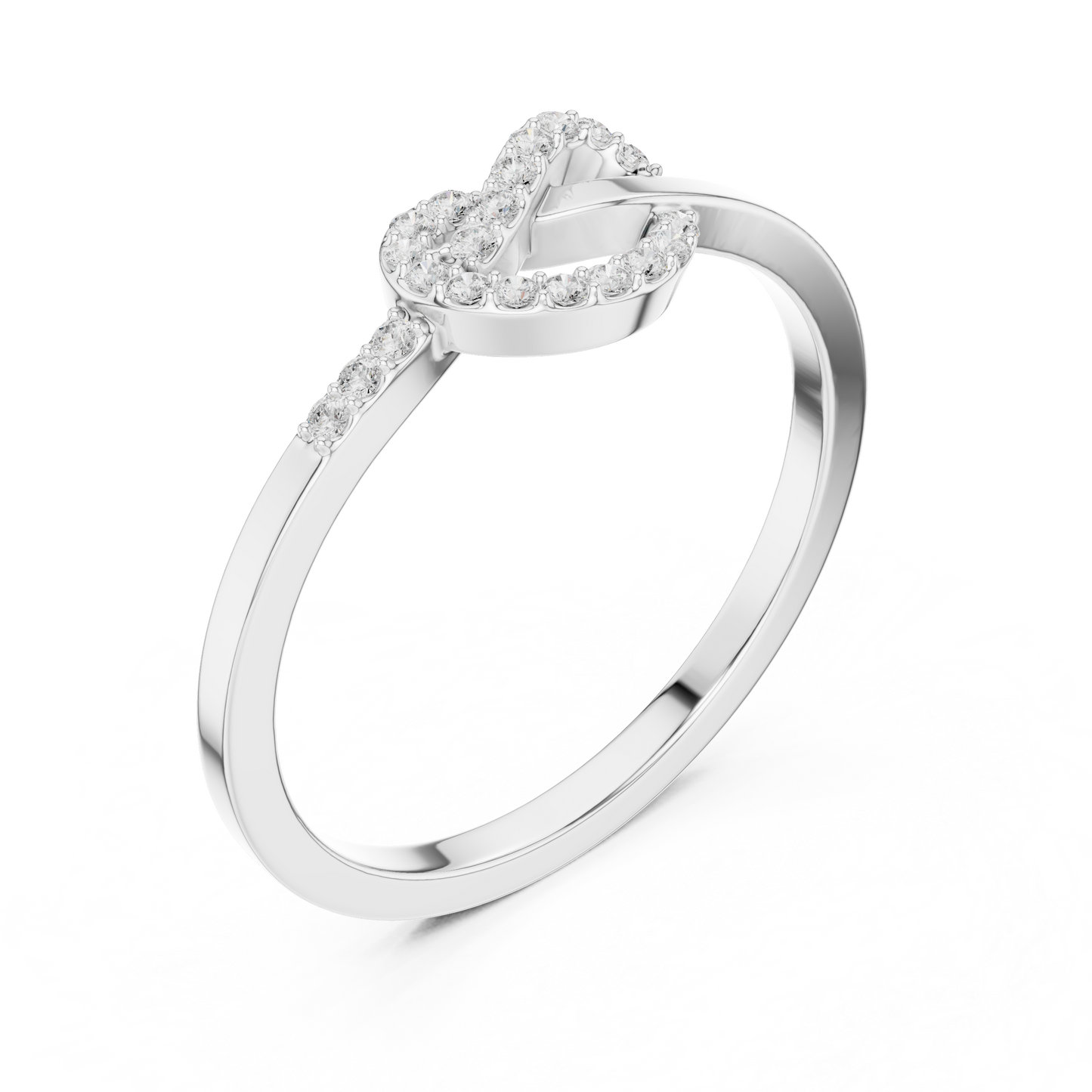 Diamond Knot Ring | Heart-Shaped Diamond Ring