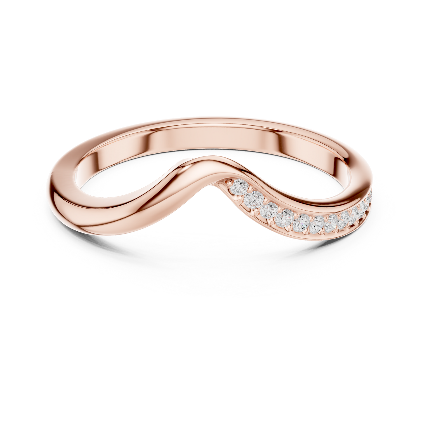 Curved Diamond Wedding Band | Enhancer Ring for Engagement Rings