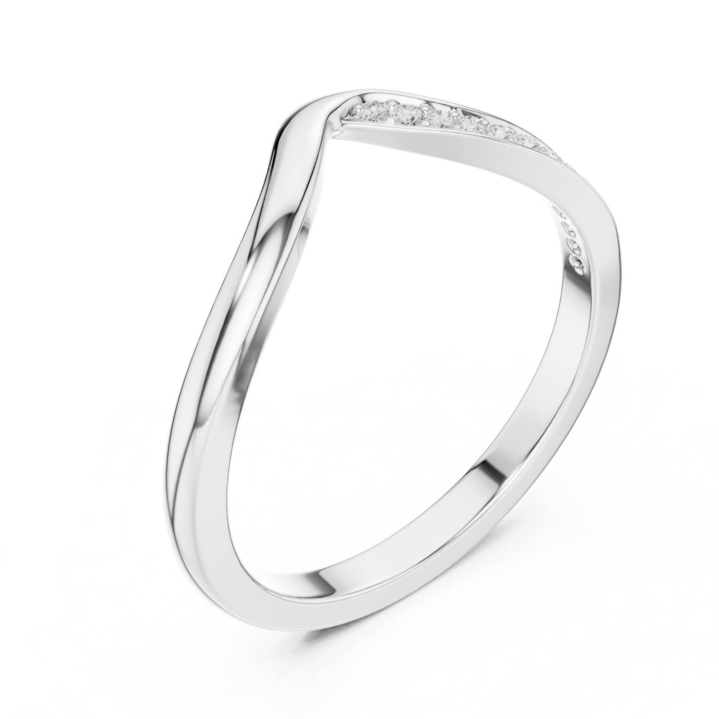 Curved Diamond Wedding Band | Enhancer Ring for Engagement Rings