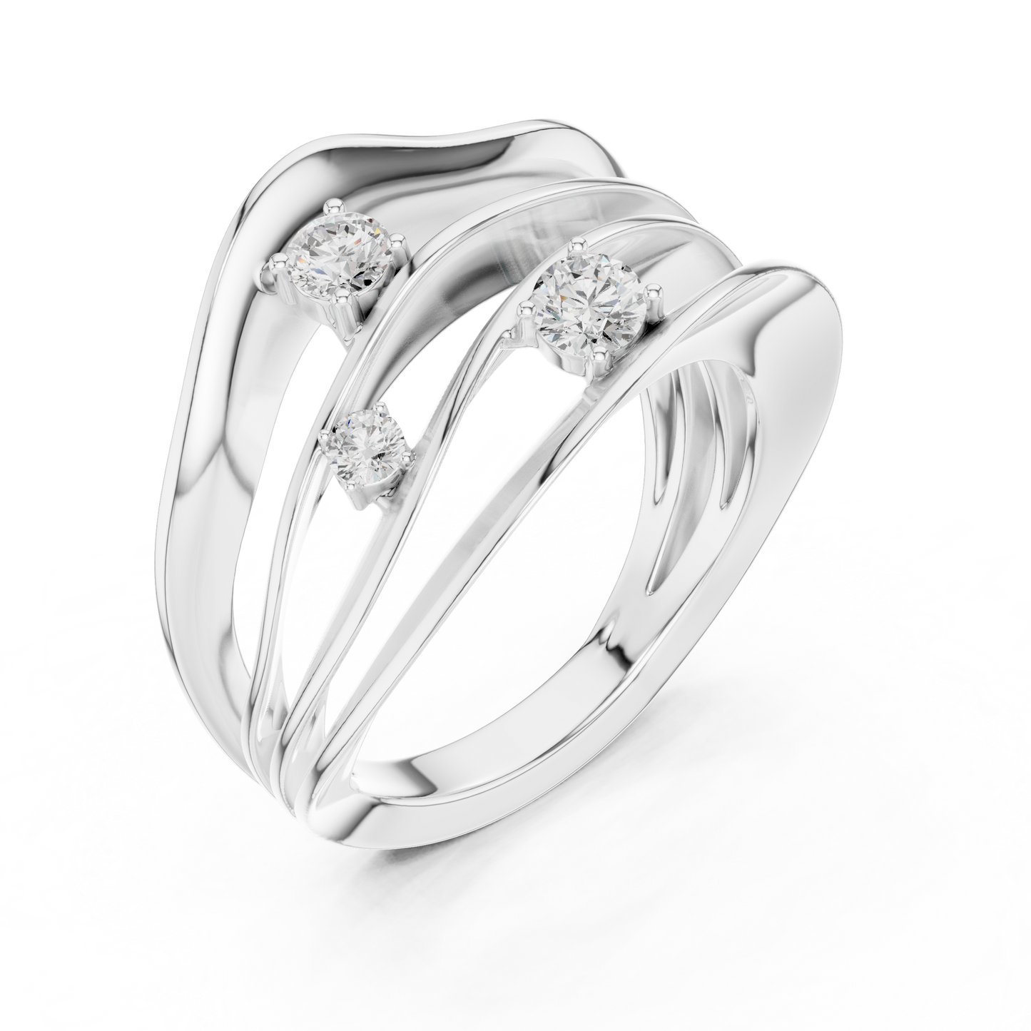 Diamond Bypass Ring | Modern Elegant Design