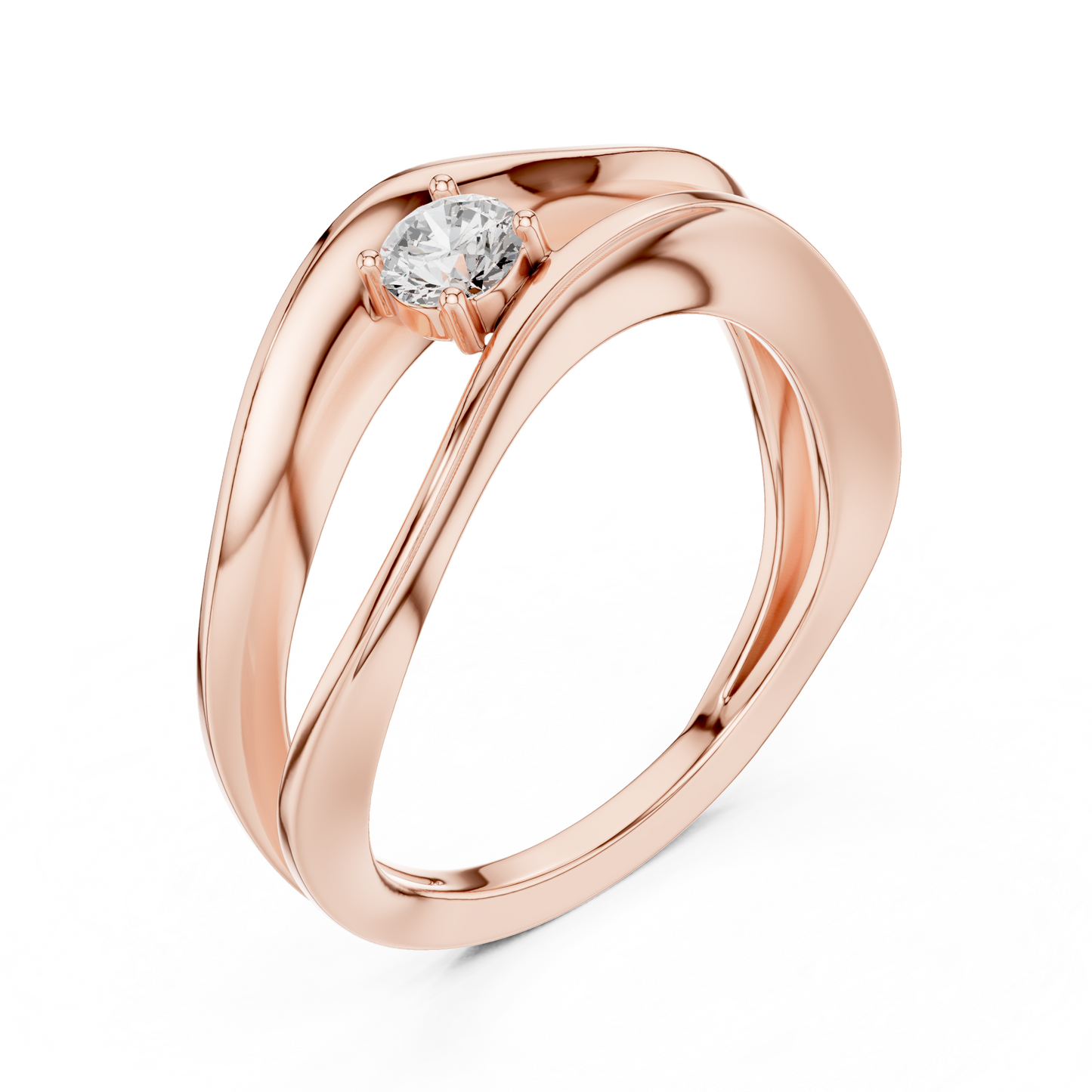 Wavy Solitaire Ring | Contemporary Elegant Design