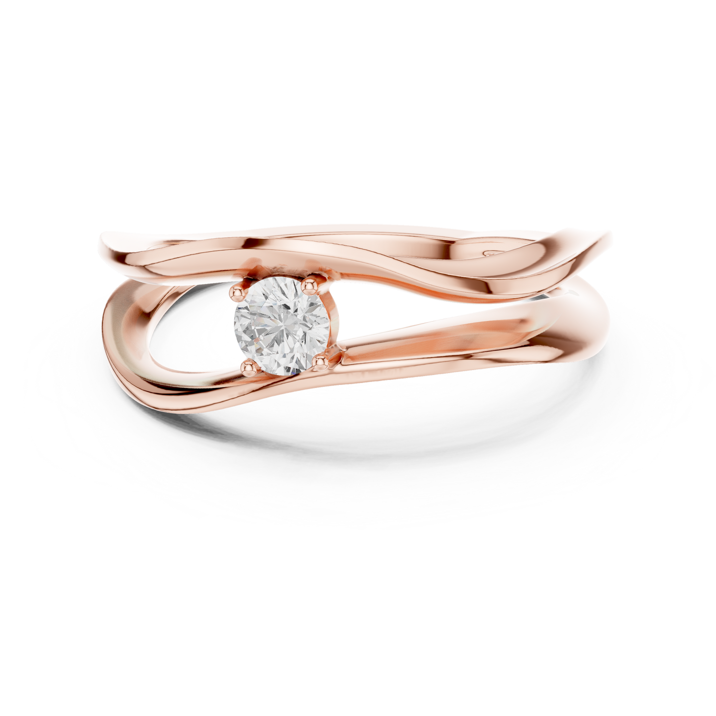 Wavy Solitaire Ring | Contemporary Elegant Design