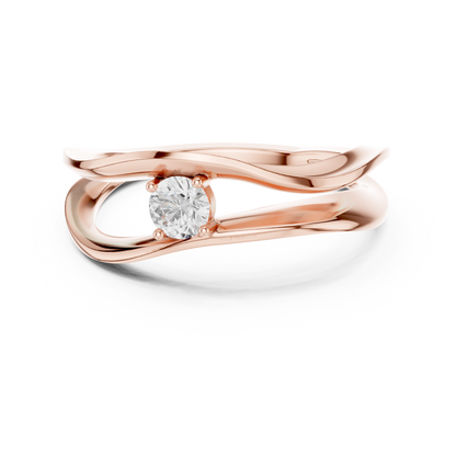 Wavy Solitaire Ring | Contemporary Elegant Design