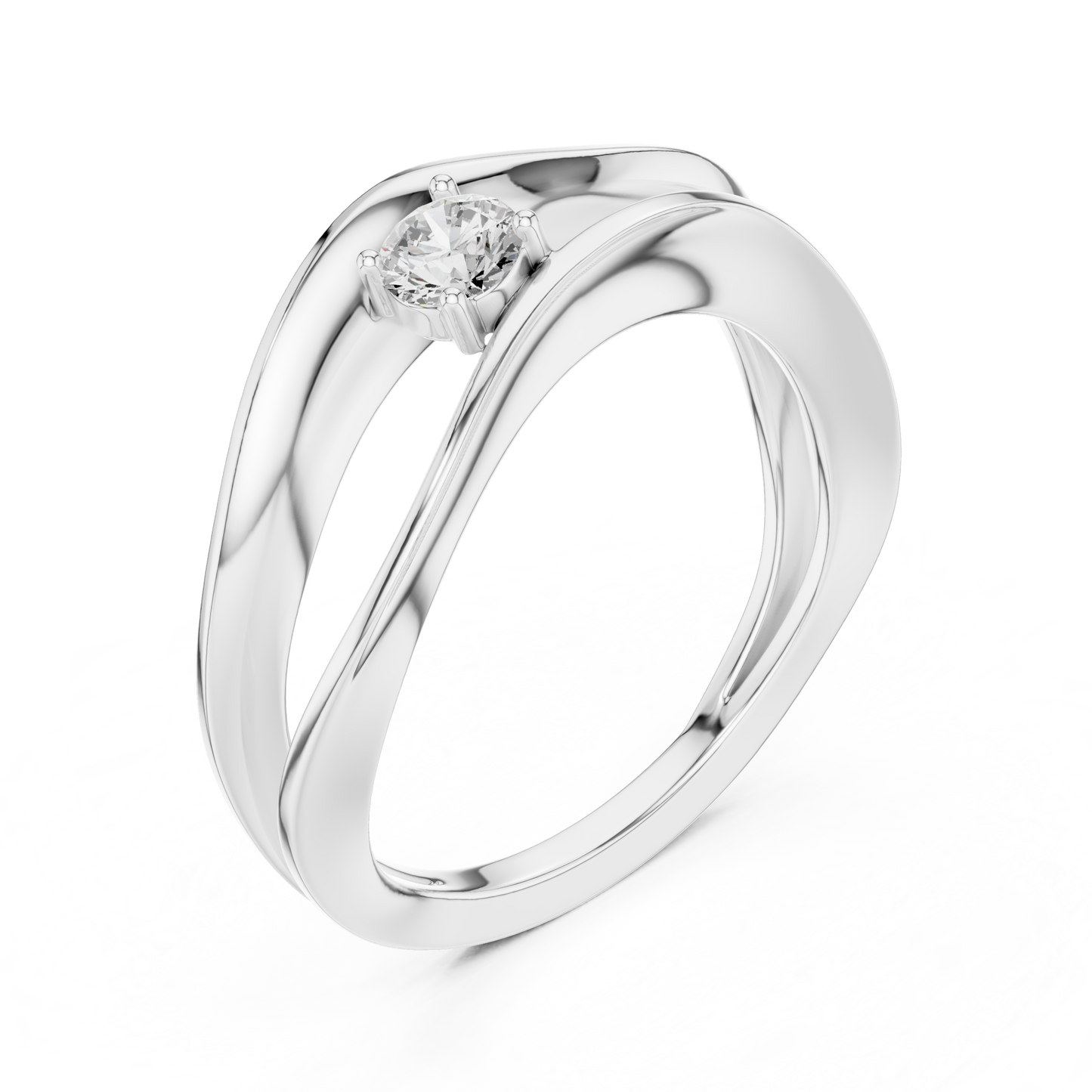 Wavy Solitaire Ring | Contemporary Elegant Design