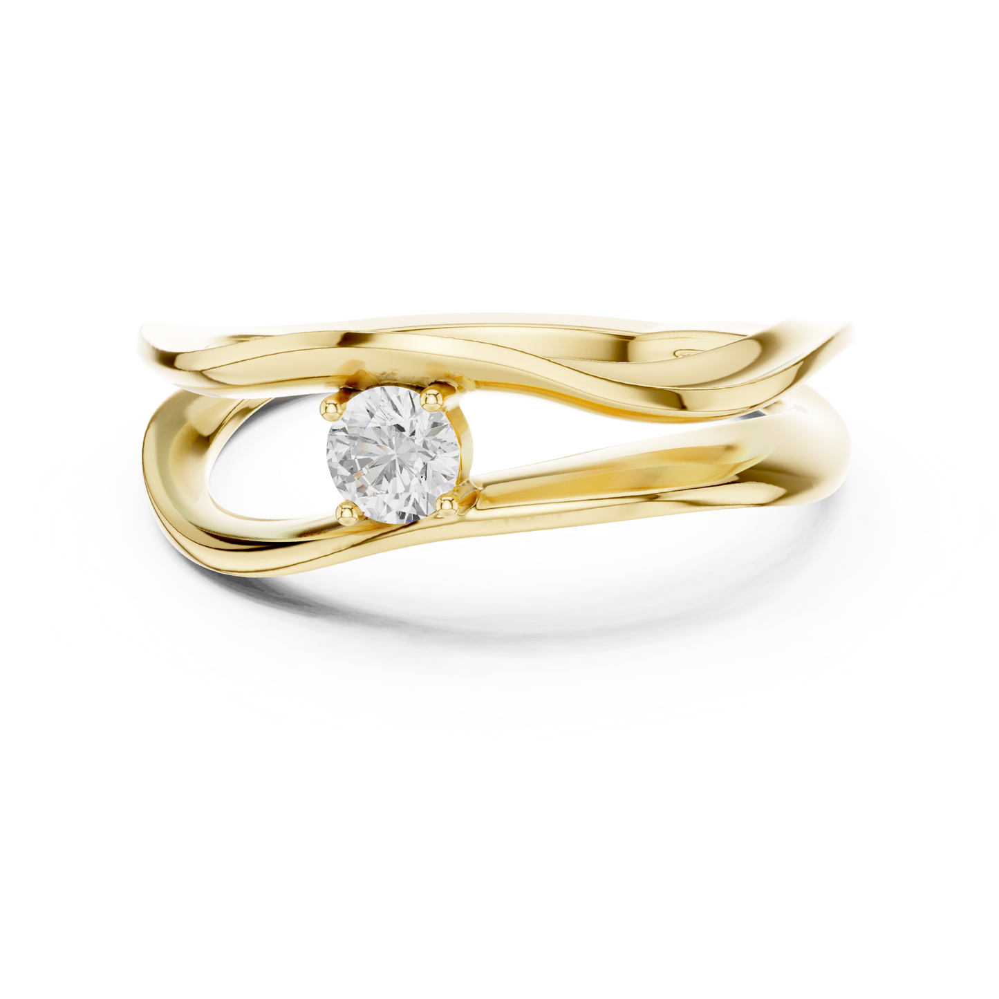 Wavy Solitaire Ring | Contemporary Elegant Design