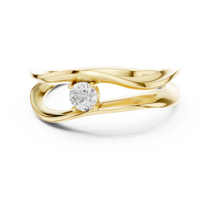 Wavy Solitaire Ring | Contemporary Elegant Design