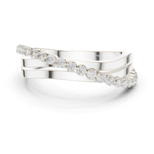 multi row diamond ring, crisscross diamond ring, layered diamond ring, lab grown diamond ring women, modern diamond fashion ring, sterling silver diamond ring, matisha diamond ring, luxury diamond ring