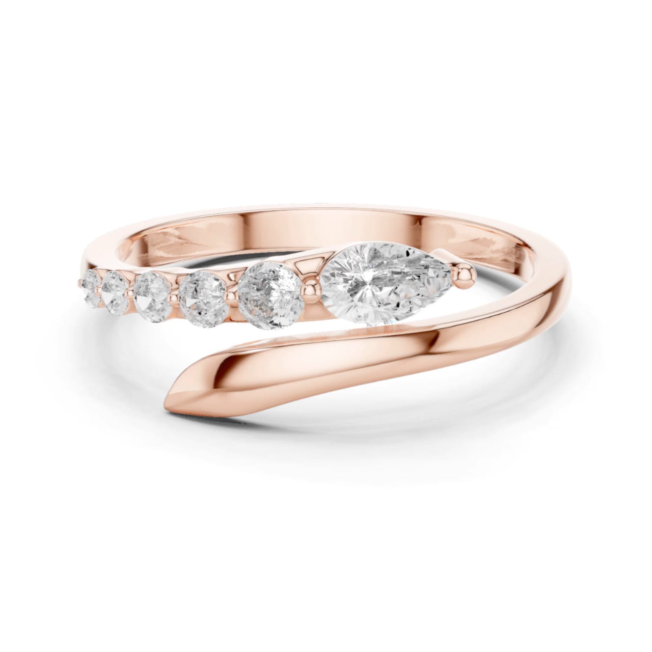 Multi-Stone Lab-Grown Diamond Bypass Ring in 935 Anti Tarnish Silver