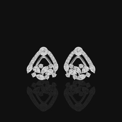 Marquise Diamond Earrings, Floral Cluster Stud Earrings, Luxury Bridal Earrings, Elegant Statement Jewelry