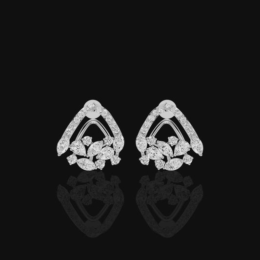 Marquise Diamond Earrings, Floral Cluster Stud Earrings, Luxury Bridal Earrings, Elegant Statement Jewelry