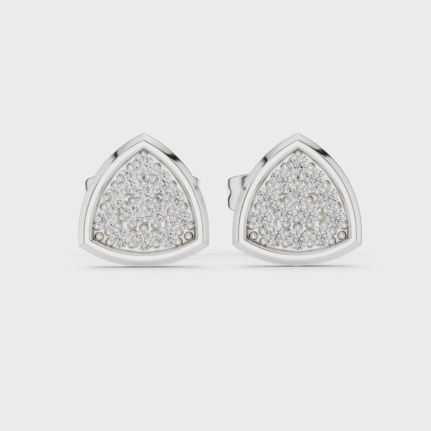Trillion-shaped diamond accent stud earrings in white gold

Modern geometric stud earrings with lab-grown diamond accents

Elegant women’s earrings featuring trillion-cut design