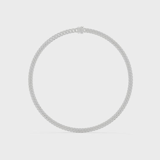 Cuban link diamond necklace with polished metal and sparkling round diamonds