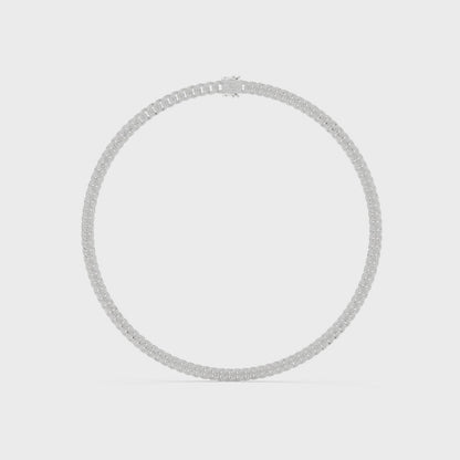 Cuban link diamond necklace with polished metal and sparkling round diamonds