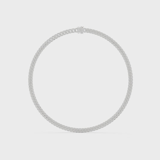 Cuban link diamond necklace with polished metal and sparkling round diamonds