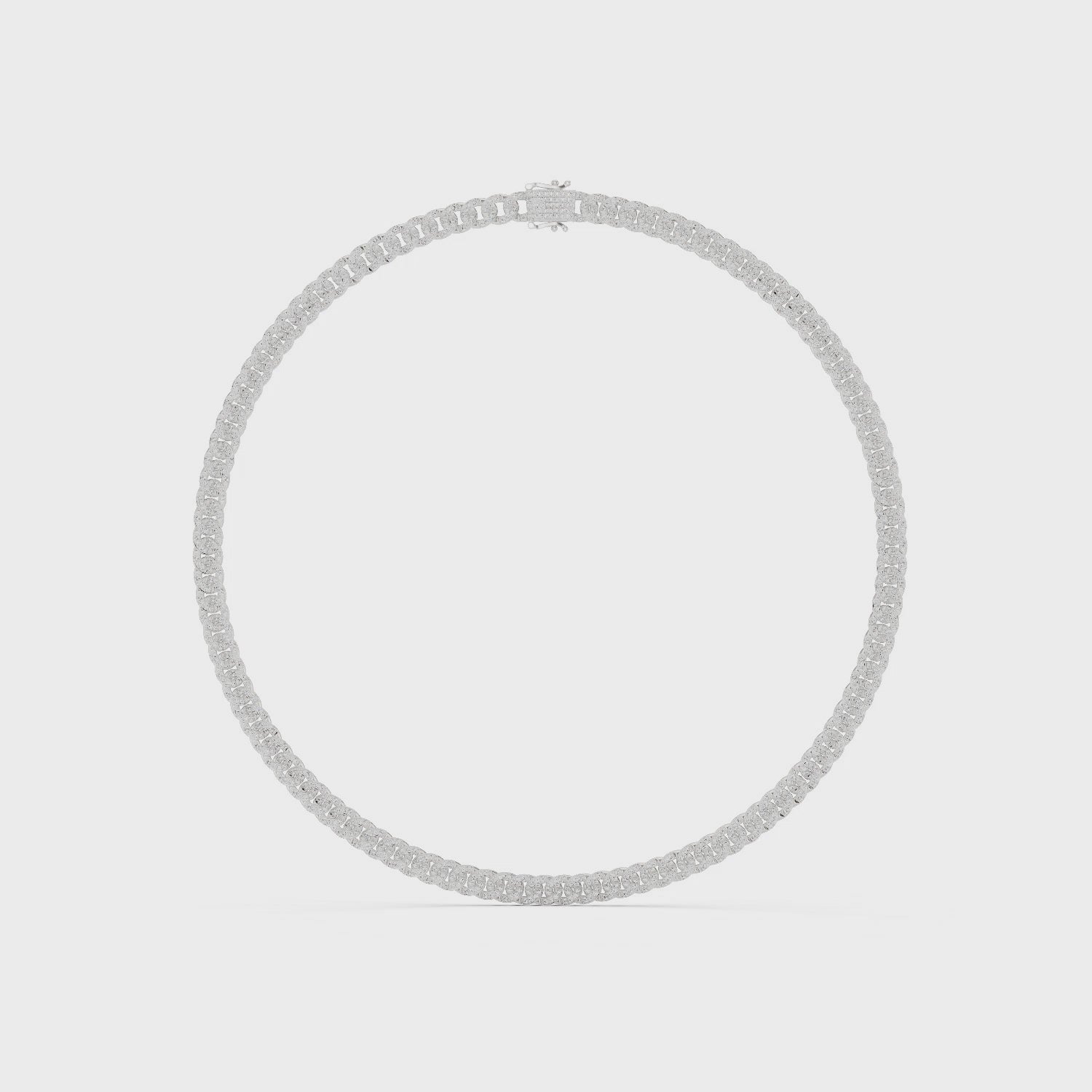 Cuban link diamond necklace with polished metal and sparkling round diamonds