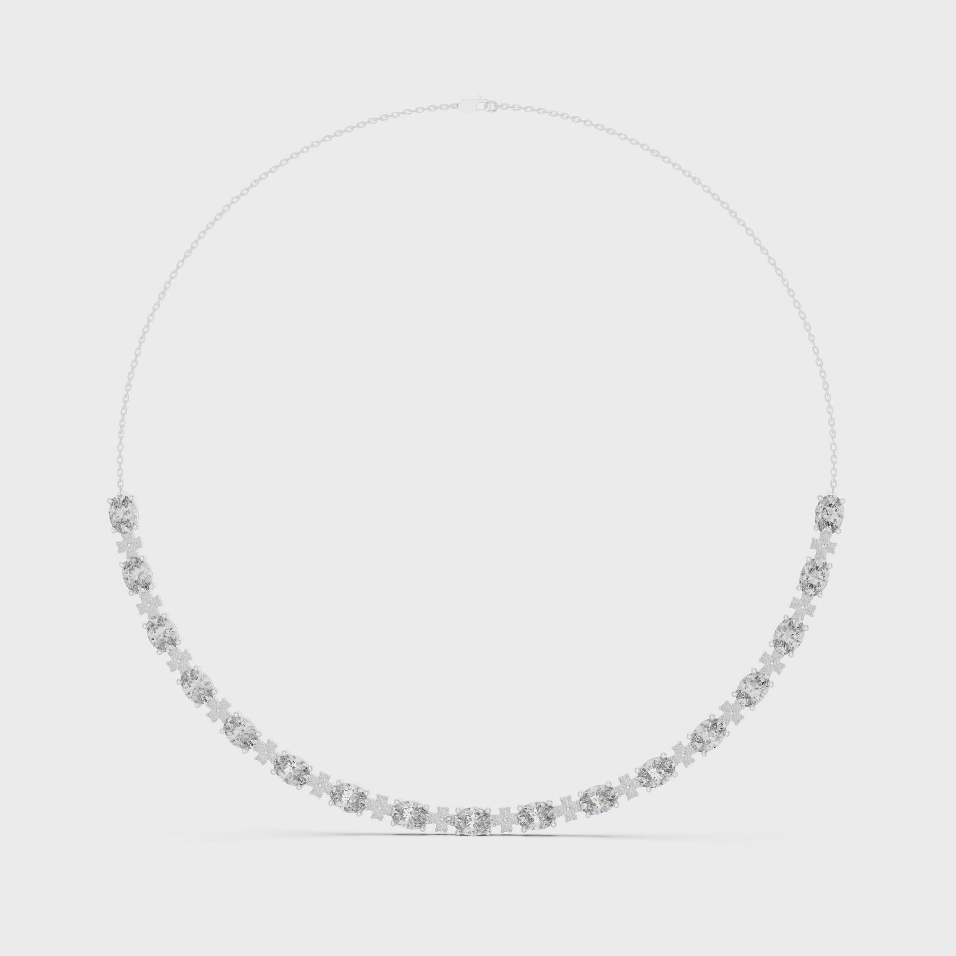 Matisha Matrix oval diamond necklace featuring a polished chain and modern oval diamond setting