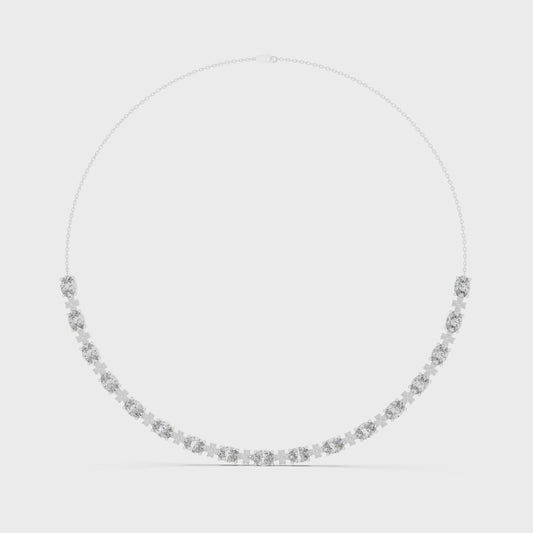 Matisha Matrix oval diamond necklace featuring a polished chain and modern oval diamond setting