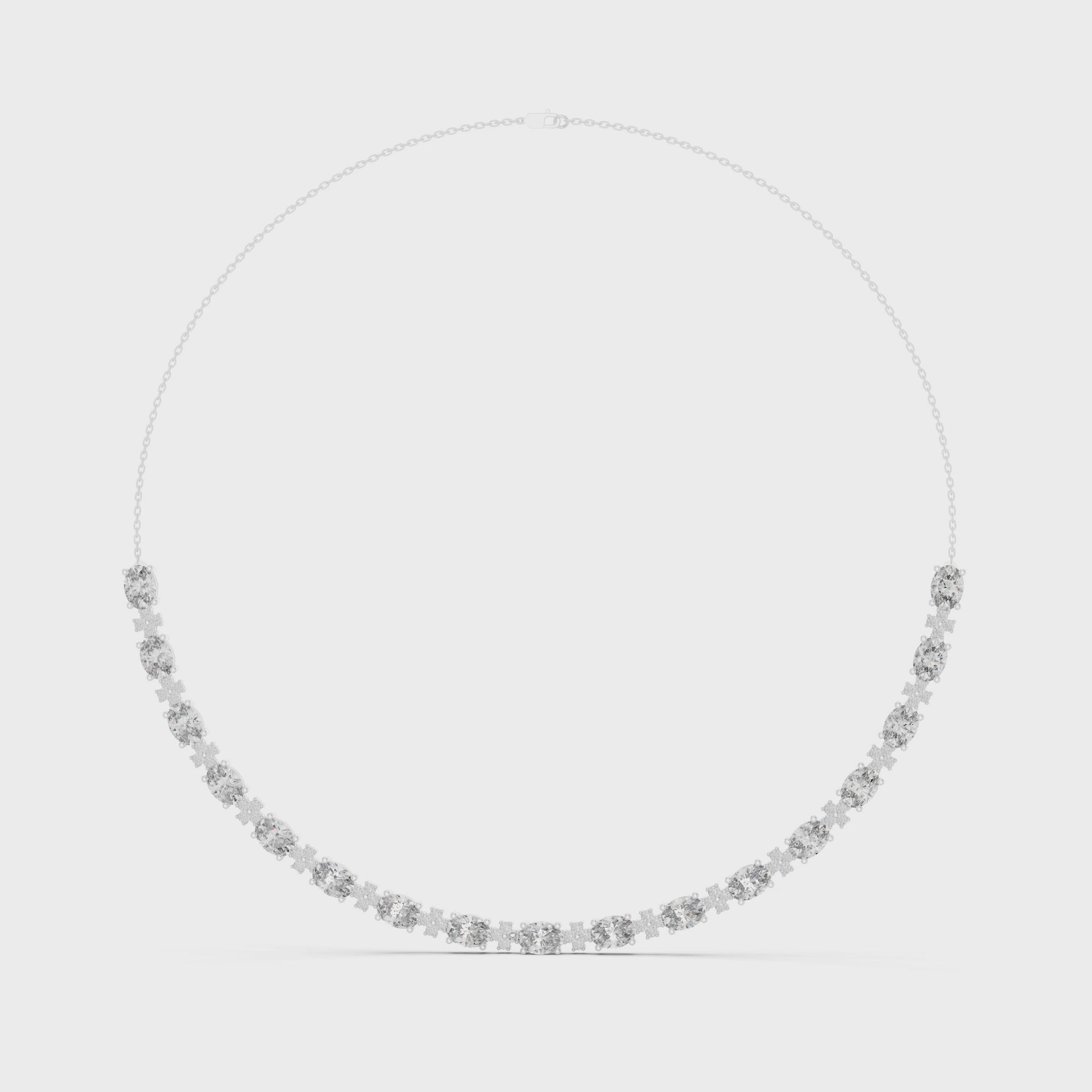 Matisha Matrix oval diamond necklace featuring a polished chain and modern oval diamond setting