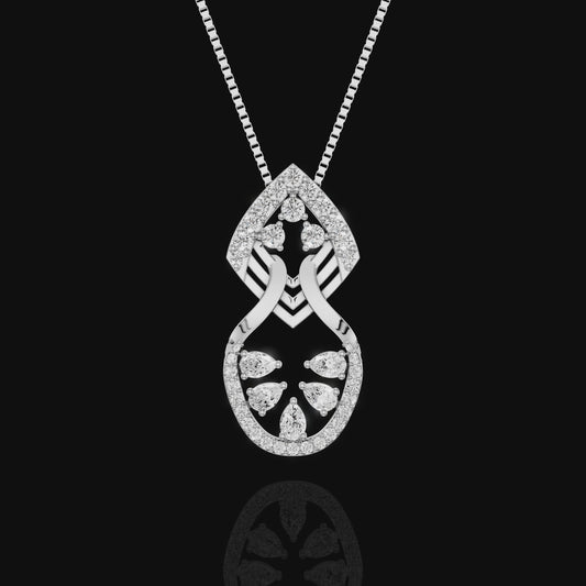 Elegant Pear Cut Diamond Pendant Necklace with Floral Design