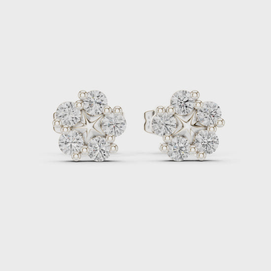 Diamond flower stud earrings with lab-grown diamonds in white gold

Floral diamond stud earrings for women in silver

Elegant flower-shaped lab-grown diamond earrings