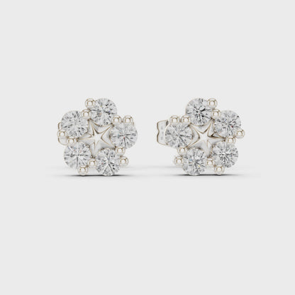 Diamond flower stud earrings with lab-grown diamonds in white gold

Floral diamond stud earrings for women in silver

Elegant flower-shaped lab-grown diamond earrings