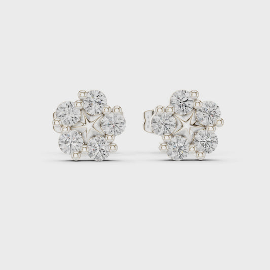 Diamond flower stud earrings with lab-grown diamonds in white gold

Floral diamond stud earrings for women in silver

Elegant flower-shaped lab-grown diamond earrings