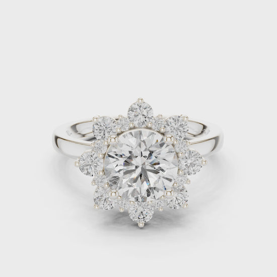 Star halo lab-grown diamond engagement ring

Round diamond star halo engagement ring

Celestial halo diamond ring for women