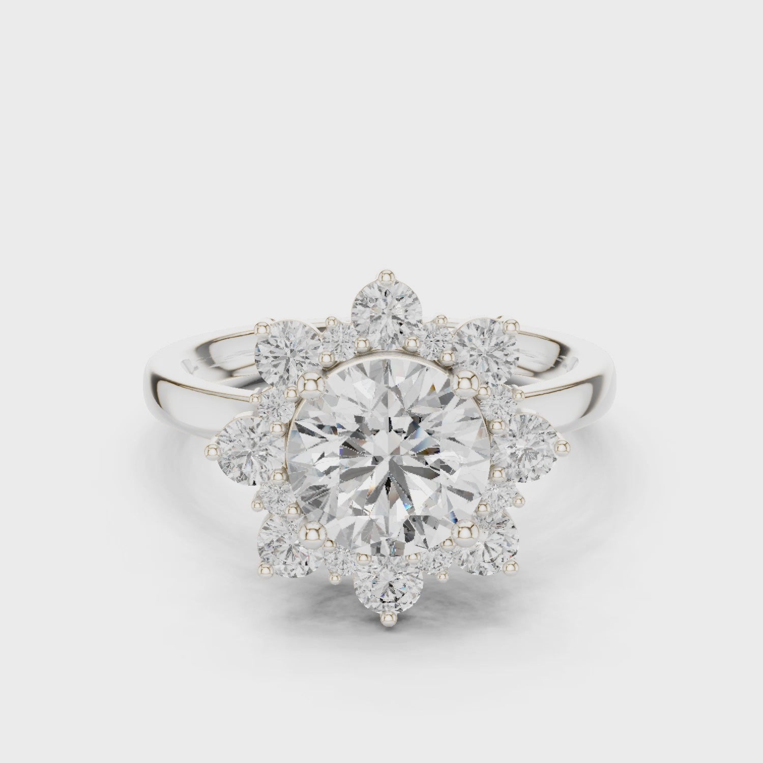 Star halo lab-grown diamond engagement ring

Round diamond star halo engagement ring

Celestial halo diamond ring for women