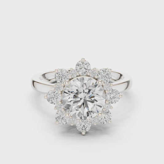 Star halo lab-grown diamond engagement ring

Round diamond star halo engagement ring

Celestial halo diamond ring for women