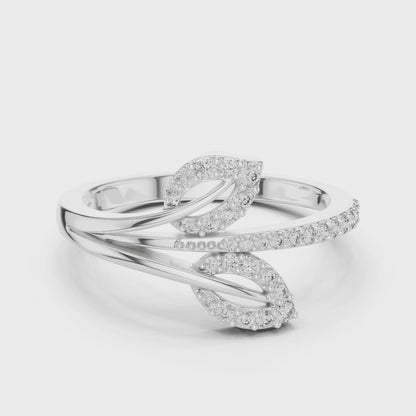 Leaf diamond ring featuring a nature-inspired design with sparkling diamonds