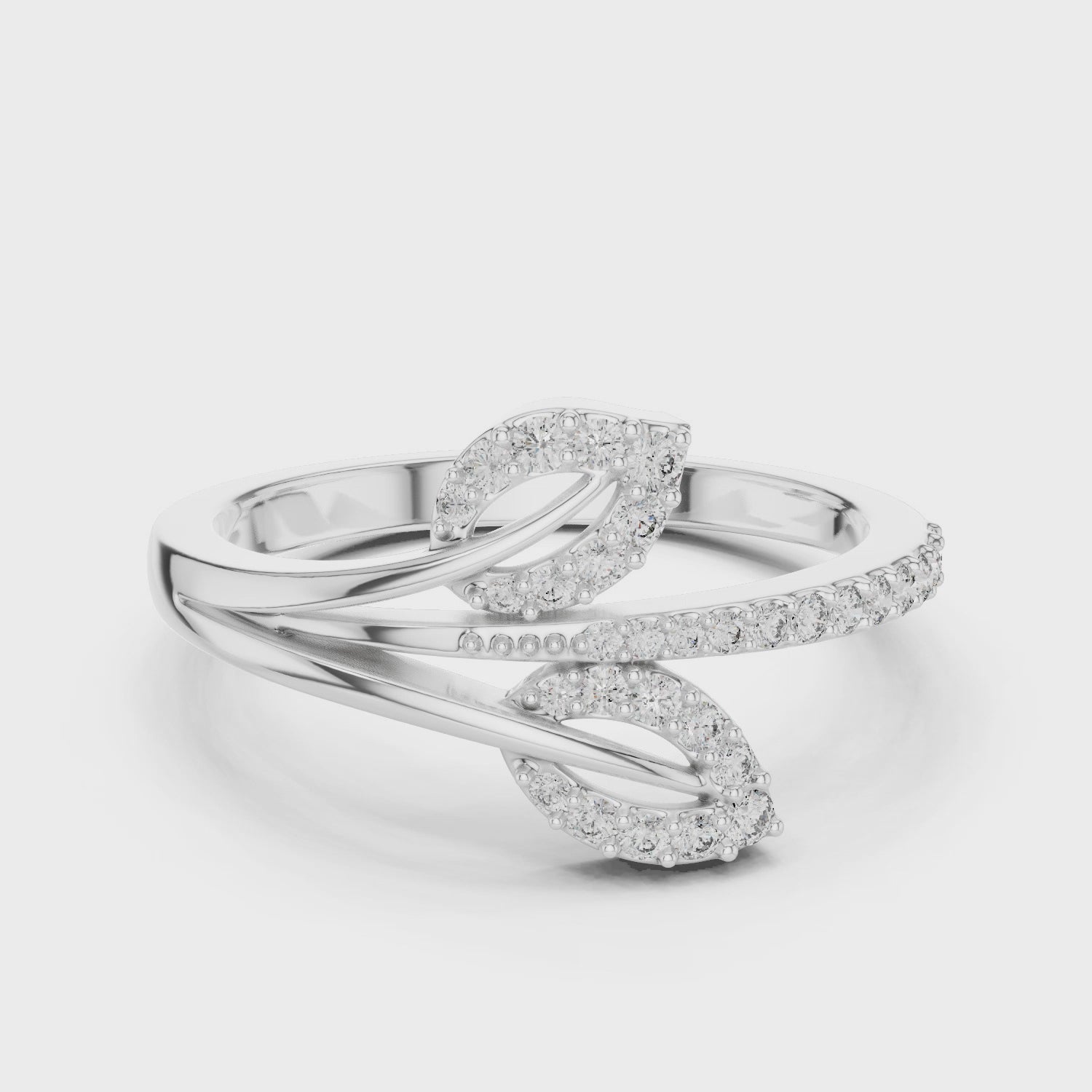 Leaf diamond ring featuring a nature-inspired design with sparkling diamonds