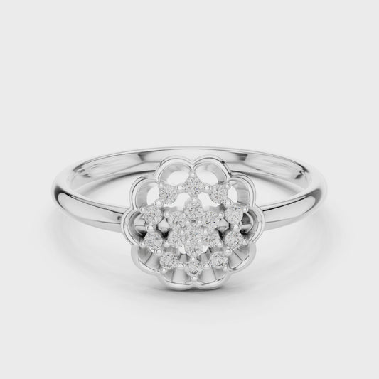 Delicate flower diamond ring featuring a floral cluster design in a high-polish finish