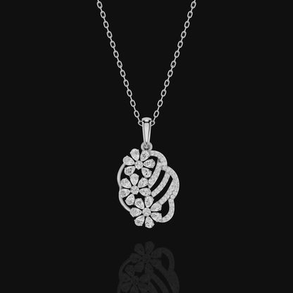Floral Pendant Necklace, Sparkling Flower Cluster Pendant, Elegant Jewelry, Women's Gift Necklace