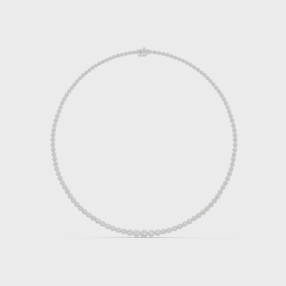 Lab-grown diamond tennis necklace featuring continuous round diamonds on polished metal