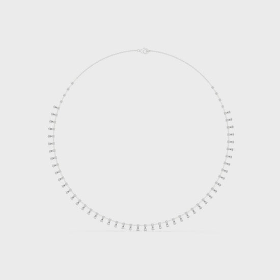 Diamond necklace with polished metal and brilliant round diamonds