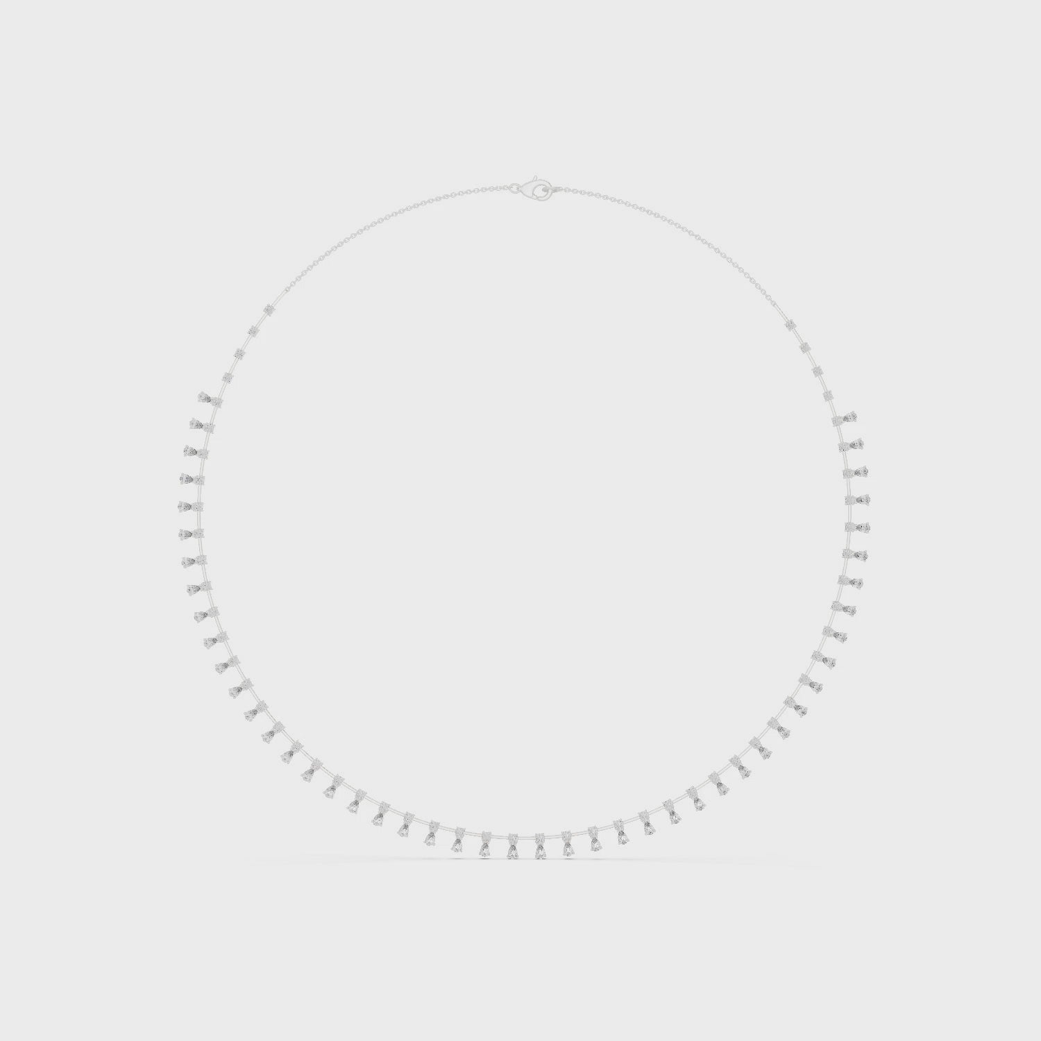 Diamond necklace with polished metal and brilliant round diamonds