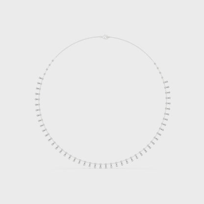 Diamond necklace with polished metal and brilliant round diamonds