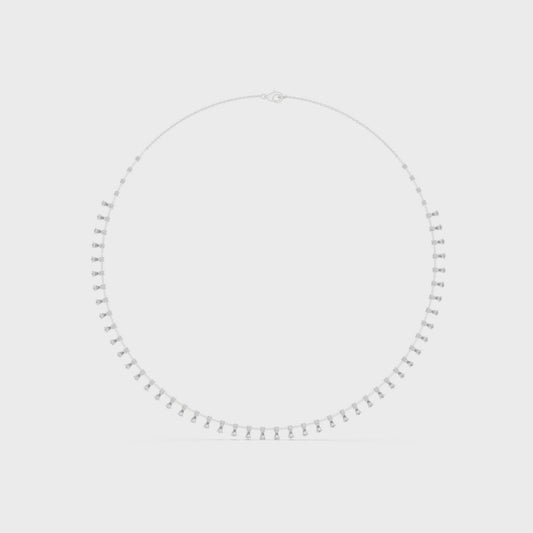 Diamond necklace with polished metal and brilliant round diamonds