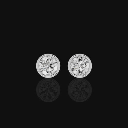 Round Diamond Look Earrings, Bezel Set Solitaire Earrings, Minimalist Luxury Jewelry, Elegant Everyday Earrings, Gift for Her