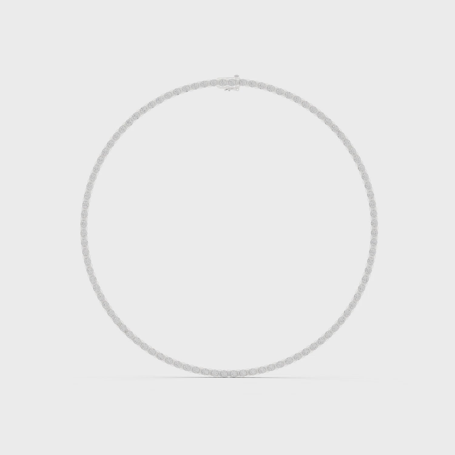Lab-grown diamond four-prong tennis necklace with continuous round diamonds on polished metal