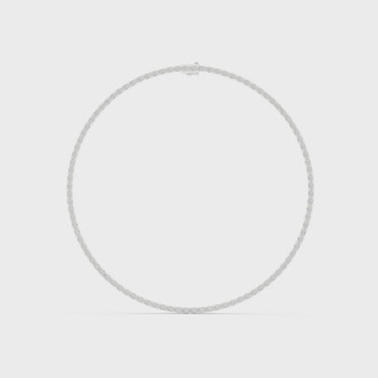 Lab-grown diamond four-prong tennis necklace with continuous round diamonds on polished metal