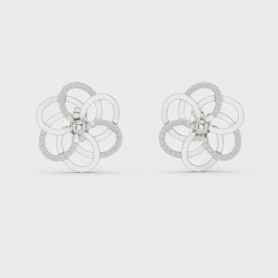 Floral lab-grown diamond stud earrings in white gold

Close-up of diamond flower earrings

Elegant floral diamond stud jewelry