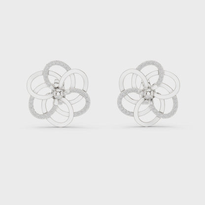 Floral lab-grown diamond stud earrings in white gold

Close-up of diamond flower earrings

Elegant floral diamond stud jewelry